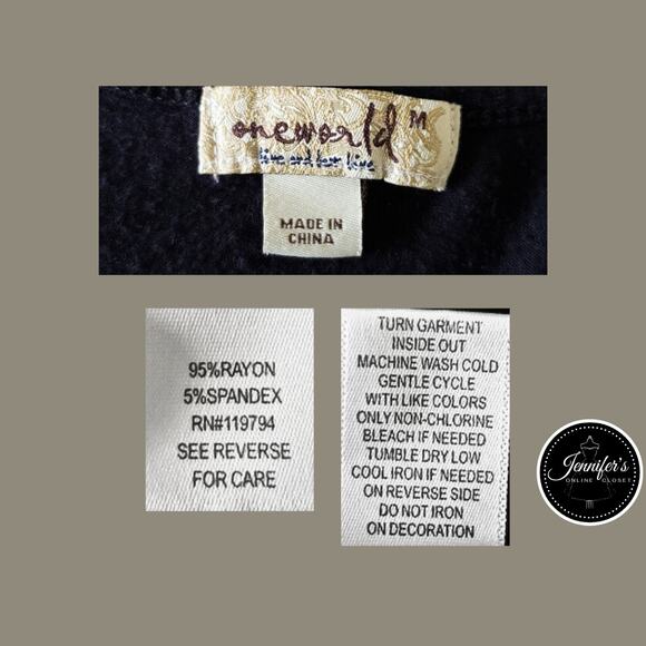 One World Women's Black Scoop Neck Sequin Top Size M - Picture 5 of 5